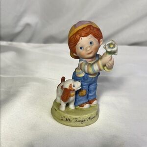 Vintage Avon 1983 Little Things Mean a Lot Boy‎ and Dog Figurine - Multicolor